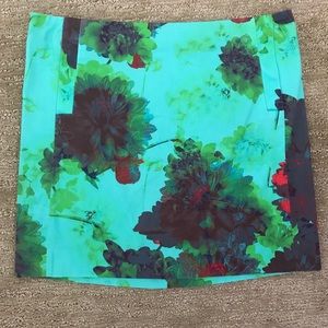 J. Crew Printed Floral Teal Blue Green Skirt
